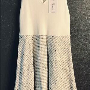 Ted Baker White and Gray Textured Dress